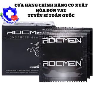 Bao cao su Rocmen đen Long Shock 4 in 1 kéo dài thời gian quan hệ (Hộp 03 cái)
