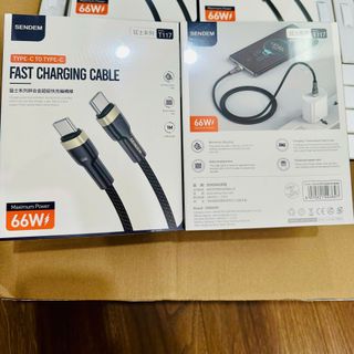 Cáp sạc siêu nhanh Sendem T117 dây bện nylon đầu hợp kim kẽm 66W chân C to C