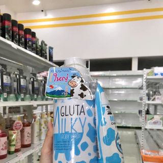 Sữa Tắm Con Bò Gluta Milky Thái Lan 800ml Tặng Sữa Rửa Mặt.