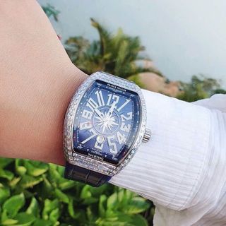 ĐỒNG HỒ NAM SIÊU CẤP PRANCK MULER CƠ DÂY CS BỌC DA XANH VIỀN XOÀN