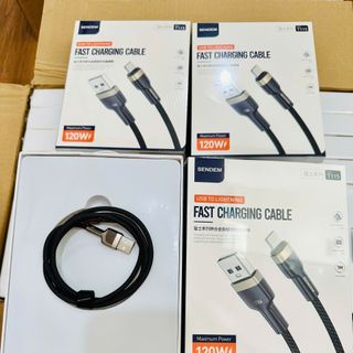 Cáp sạc siêu nhanh Sendem T115 dây bện nylon đầu hợp kim kẽm 120W chân IPhone