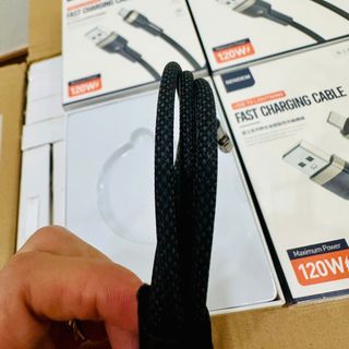 Cáp sạc siêu nhanh Sendem T115 dây bện nylon đầu hợp kim kẽm 120W chân IPhone