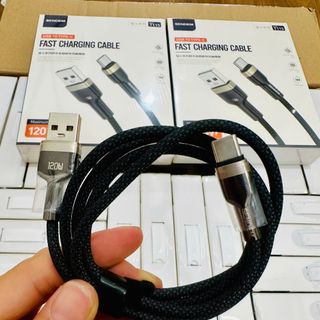 Cáp sạc siêu nhanh Sendem T115 dây bện nylon đầu hợp kim kẽm 120W chân TypeC