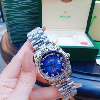 ĐỒNG HỒ NAM CAO CẤP ROLET MÁY CƠ LỊCH THỨ VÀ NGÀY BẠC MẶT XANH