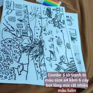 Combo 6 tranh a4 kèm 6 bút lông=10k...... hàng luôn có sẵn, tranh có gần 1000 mẫu nha các bạn..1 bộ 10k gồm 6 tranh và 6 cây bút lông Siêu siêu rẻ