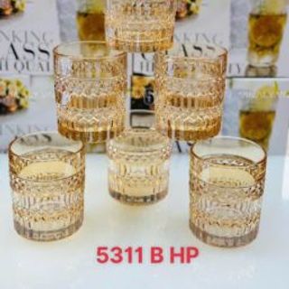Bộ 6 cốc thủy tinh vàng 220ml (THÙNG 12B)