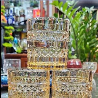 Bộ 6 cốc thủy tinh vàng 220ml (THÙNG 12B)
