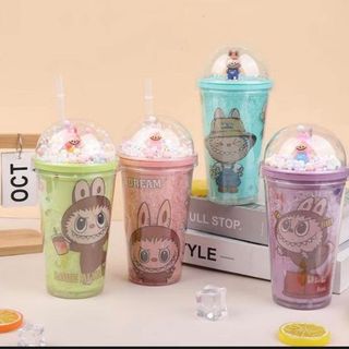 Nhựa_Cốc nhựa labubu nắp bọt biển 450ml (THÙNG 60C)