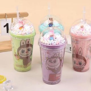 Nhựa_Cốc nhựa labubu nắp bọt biển 450ml (THÙNG 60C)
