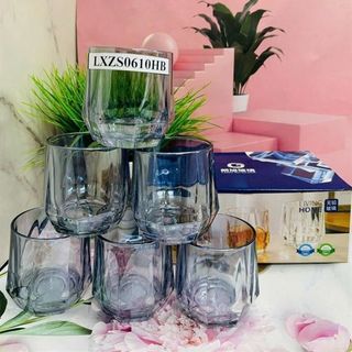 Bộ 6 cốc thủy tinh xanh LXZS0601HB (THÙNG 8B)