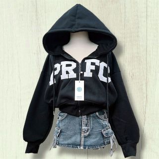 Áo khoác nữ lửng PRFC vải nỉ dày mịn nón rộng