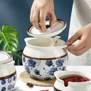 HỦ ĐỰNG DẦU MỠ HỌA TIẾT KÈM MUỖNG 1400ML