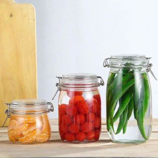 HỦ THUỶ TINH CÓ NẮP GÀI INOX 6505 2200ML