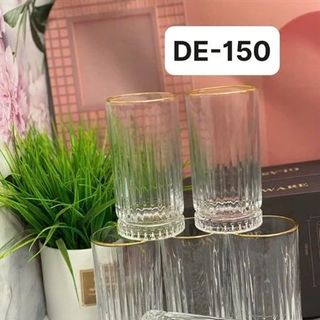 Bộ 6 Cốc Thủy Tinh Viền Vàng DE-150 (THÙNG 8B)