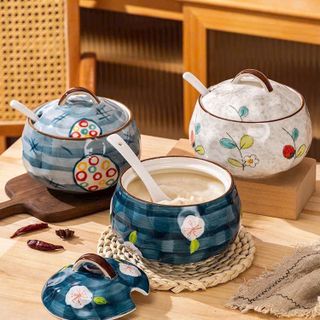 HỦ SỨ ĐỰNG MỠ PHONG CÁCH NHẬT 600ML