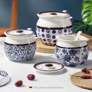 HỦ ĐỰNG DẦU MỠ HỌA TIẾT KÈM MUỖNG 700ML