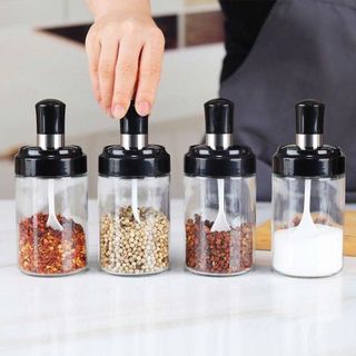 LỌ ĐỰNG GIA VỊ THUỶ TINH KÈM THÌA