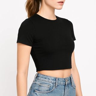 Áo Croptop Nữ CS311 cổ tròn tay ngắn cao cấp, thun co giãn 4 chiều, vải đẹp dày, thoáng mát.