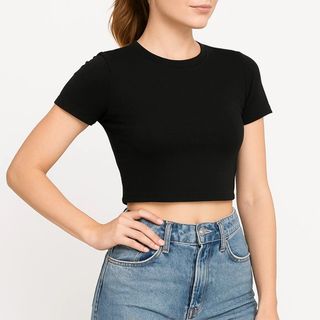 Áo Croptop Nữ CS311 cổ tròn tay ngắn cao cấp, thun co giãn 4 chiều, vải đẹp dày, thoáng mát.