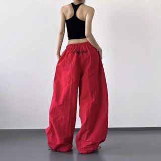 Quần Dài Logo Thêu  Pretty Girl, Dây Rút Lai Ống Rộng