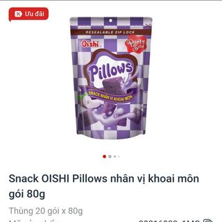 Snack Oishi Pillows nhân vị khoai môn gói 80g