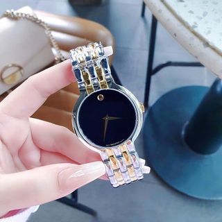 ĐỒNG HỒ NAM NỮ CAO CẤP MODAĐÔ VETURI DÂY THÉP MẶT ĐEN LẺ SIZE