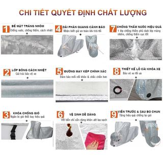 Bạt phủ xe máy loại dày áo trùm phủ bọc che nắng mưa xe máy các dòng phân khúc từ nhỏ tới lớn vải tráng nhôm cao cấp - OXM06