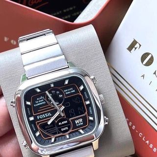 ĐỒNG HỒ NAM CAO CẤP POSSIL MẶT VUÔNG HAI HIỂN THỊ FULLBOX BẠC
