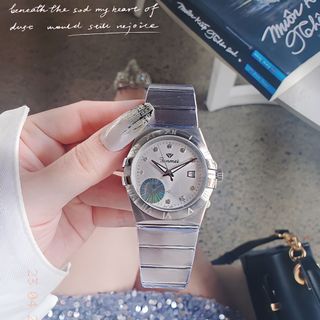 ĐỒNG HỒ CHÍNH HÃNG FUNMEI COUPLE FIV DÂY THÉP BẠC FULLBOX TEM