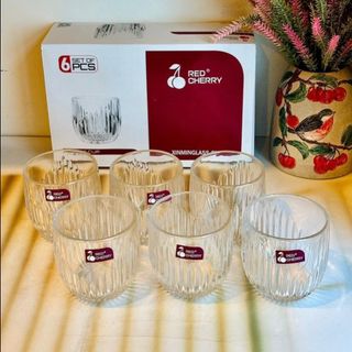 Bộ 6 Cốc Thủy Tinh bí Sọc Trắng 280ml XM21A ( THÙNG 12B )