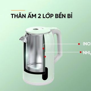 ẤM SIÊU TỐC INOX 2 lỚP 2.8L SUNHOUSE SHD1364