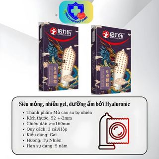 bao cao su super gold rồng gai nhuyễn nhỏ 3D, hộp 2 cái bcs gai + 1 cái trơn