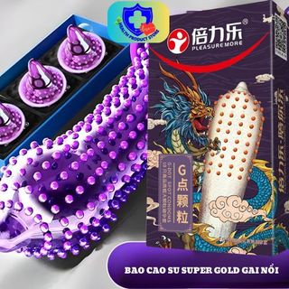 bao cao su super gold rồng gai nhuyễn nhỏ 3D, hộp 2 cái bcs gai + 1 cái trơn