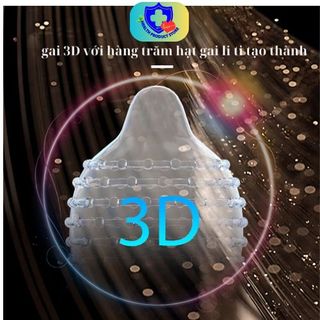 bao cao su super gold rồng gai nhuyễn nhỏ 3D, hộp 2 cái bcs gai + 1 cái trơn