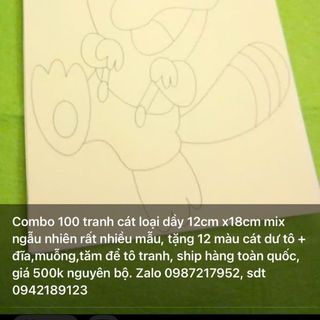 Combo 100 tranh cát nhiều mẫu nha tặng cát màu 12 màu