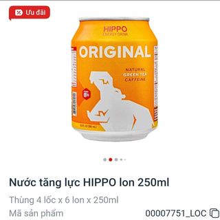 1 lốc Nước tăng lực Thái Lan Hippo lon 250ml