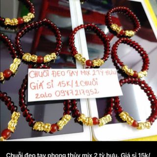 Vòng tay phong thủy 2 tỳ hưu mẫu màu đỏ