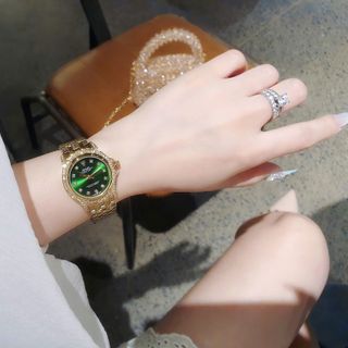 ĐỒNG HỒ NỮ THỜI TRANG RÔLET MẶT TRÒN VIỀN HỘT DÂY VÀNG XI