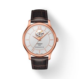 ĐỒNG HỒ NAM SIÊU CẤP TIXOT DÂY DA KÍNH SAPHIRE LỘ MÁY AUTOMATIC MẶT TRẮNG VIỀN ĐỒNG