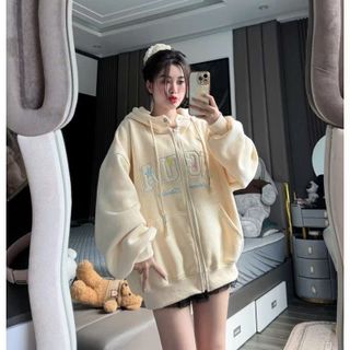 Áo Khoác Thêu Chữ Nổi NC UA - Thiết Kế Boxy Dài Tiện Lợi