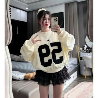 Áo Sweater Thêu Nổi Số 59 - Kiểu Dáng Nối Thân, Vải Dày Mịn