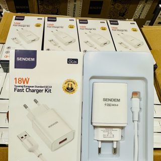 Bộ sạc nhanh Sendem OG36 QC3.0 18W chuẩn Châu Âu Chân IPhone (Có VAT)