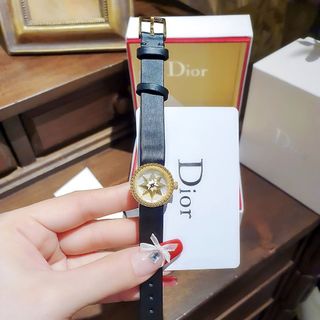 ĐỒNG HỔ NỮ CAO CẤP DIOD  DÂY DA MẶT NGÔI SAO XANH VÀ ĐEN
