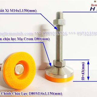 Chân tăng chỉnh chịu lực D80M16xL150(mm) | Chân tăng chỉnh chịu lực | Chân tăng chỉnh