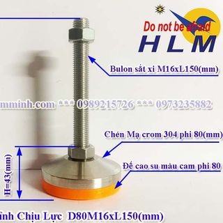 Chân tăng chỉnh chịu lực D80M16xL150(mm) | Chân tăng chỉnh chịu lực | Chân tăng chỉnh