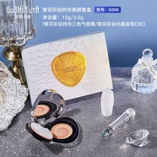Bộ Trang Điểm GuShiyuta Cushion 3 Màu & Son Kim Cương – Che Phủ Hoàn Hảo, Bền Màu, Sang Trọng