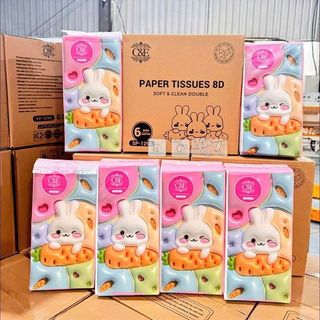 Giấy Rút Khô C & E 8D Thỏ Cà Rốt Có Hóa Đơn (Thùng 4 Gói x 1298 Tờ)