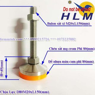 Chân tăng chỉnh chịu lực D80M20xL150(mm) | Chân tăng chỉnh chịu lực | Chân tăng chỉnh
