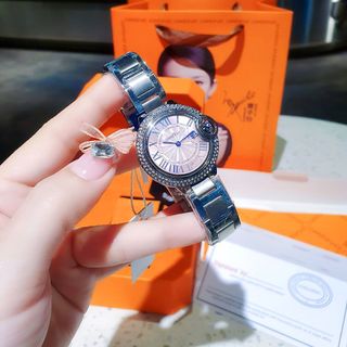 ĐỒNG HỒ NỮ CHÍNH HÃNG COMLORVEI DÂY BẠC MẶT HỒNG VIỀN ĐÁ FULLBOX