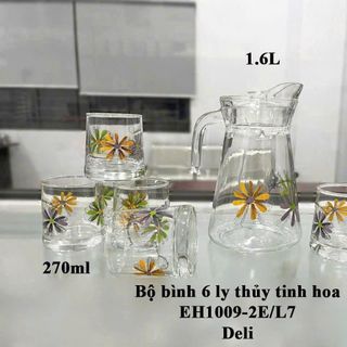 BỘ BÌNH THUỶ TINH DELI HOA EH1009- 2EL7
